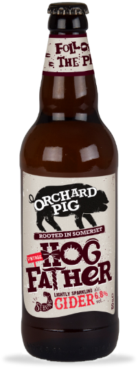 A bottle of Orchard Pig's Hogfather cider