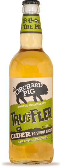 A bottle of Orchard Pig's Truffler cider